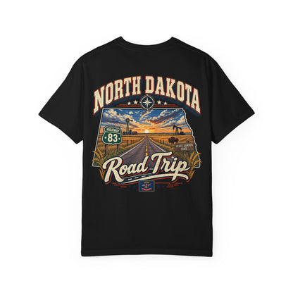 North Dakota Road Trip Unisex Comfort Color 1717 Streetwear Graphic Tee