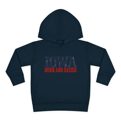 Iowa Born and Raised Rustic Midwest Unisex Toddler Pullover Fleece Hoodie