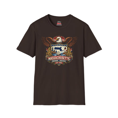 Massachusetts Americana Eagle Unisex Softstyle T Shirt State Pride Graphic Tee Collections FS03