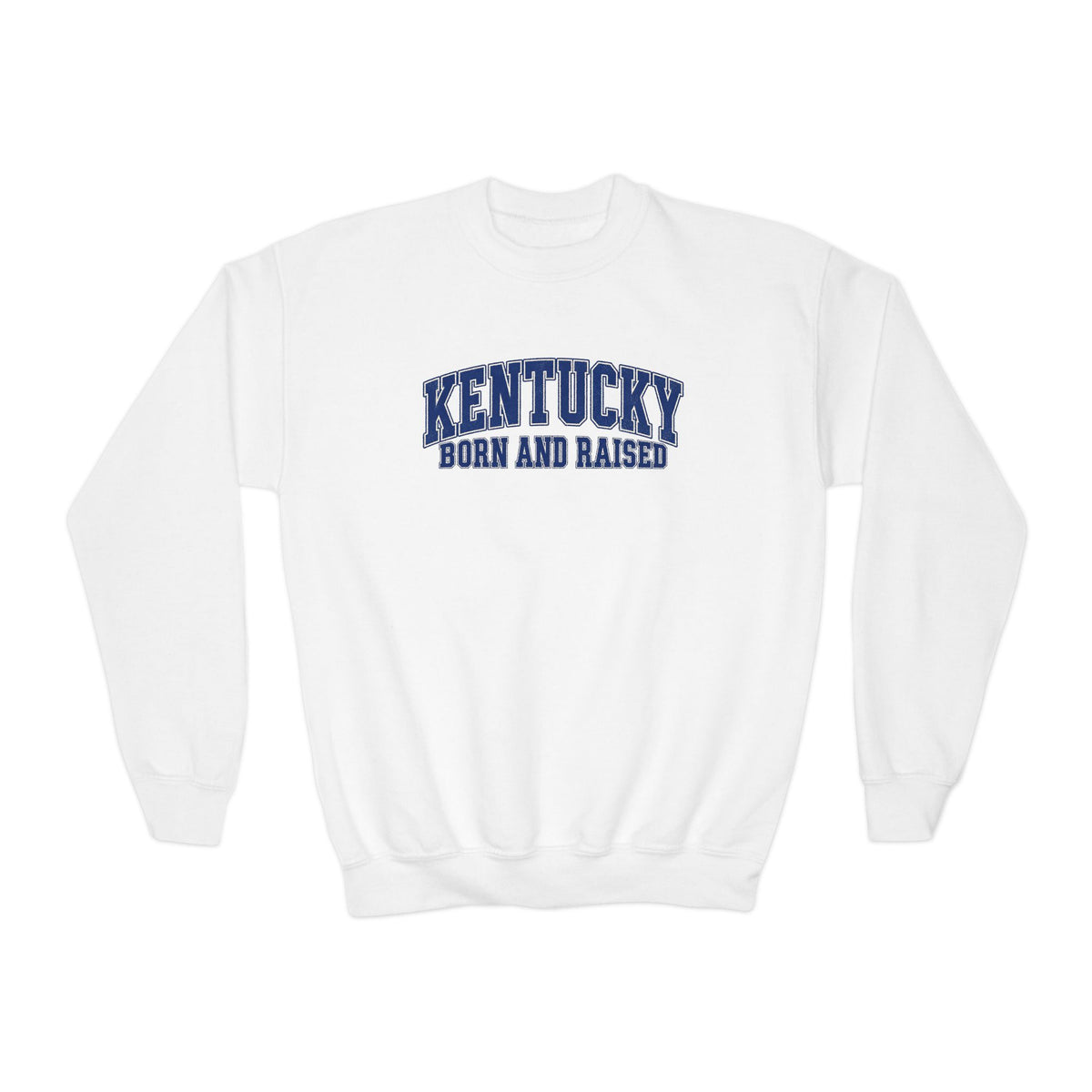 Kentucky Born and Raised Classic Collegiate Unisex Youth Crewneck Sweatshirt Graphic