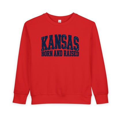 Kansas Born and Raised Bold Athletic Unisex Toddler Sweatshirt
