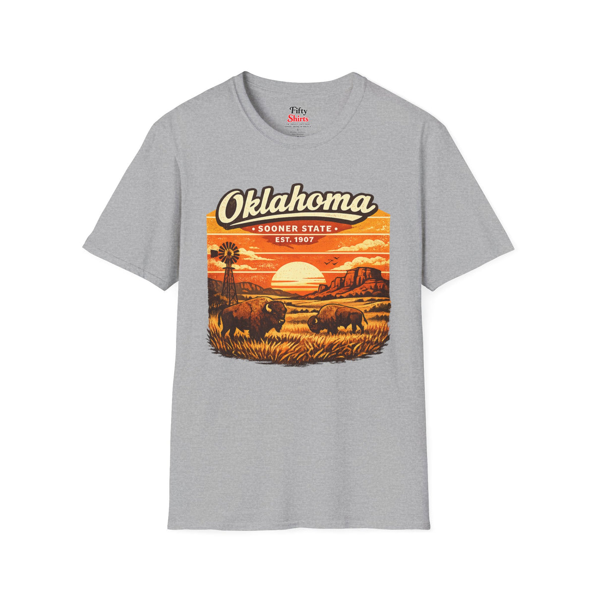 Oklahoma Prairie Sunset Unisex Softstyle T Shirt State Pride Graphic Tee Collections FS03
