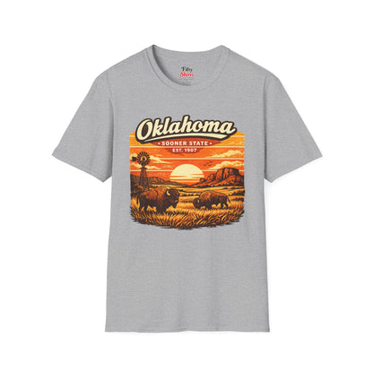 Oklahoma Prairie Sunset Unisex Softstyle T Shirt State Pride Graphic Tee Collections FS03