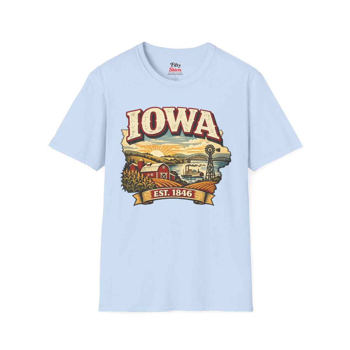 Vintage Iowa Heritage Unisex Softstyle T Shirt State Pride Graphic Tee Collections FS03