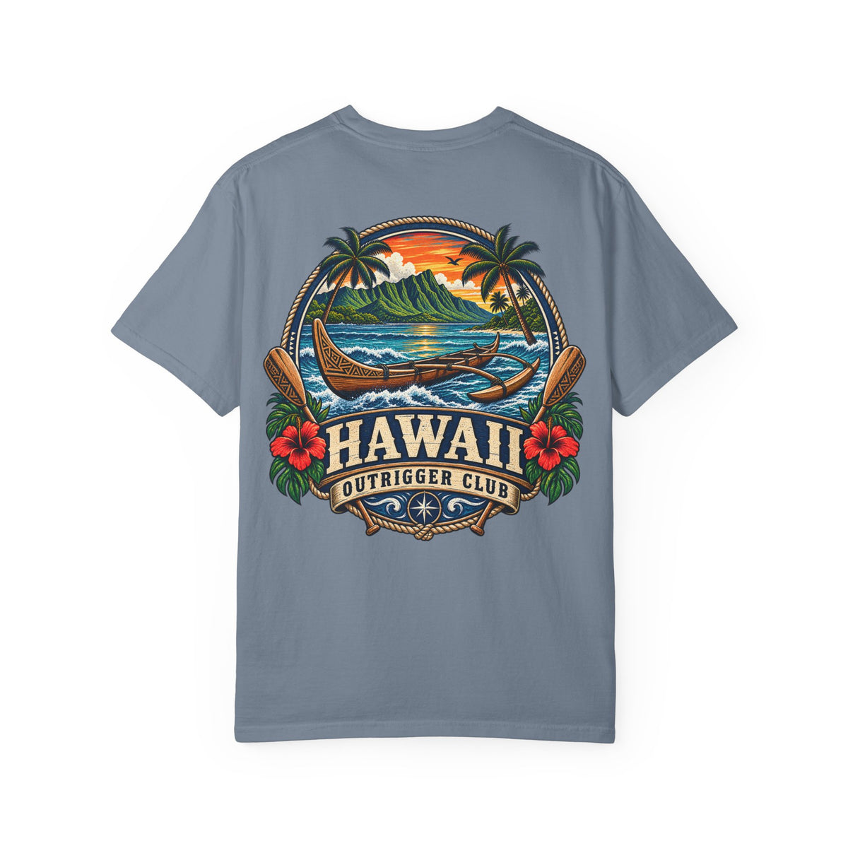 Hawaii Outrigger Club Unisex Comfort Color 1717 Streetwear Graphic Tee