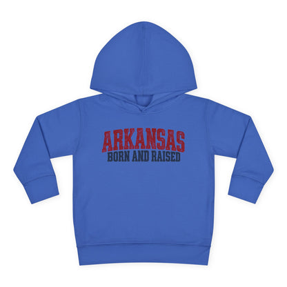 Arkansas Born and Raised Rugged Workwear Unisex Toddler Pullover Fleece Hoodie