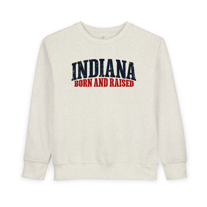 Indiana Born and Raised Midwest Americana Unisex Toddler Sweatshirt