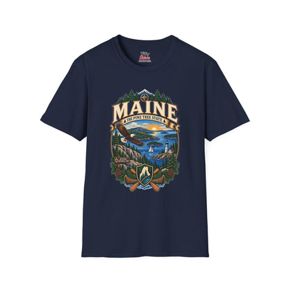 Pine Tree State Adventure Unisex Softstyle T Shirt State Pride Graphic Tee Collections FS03