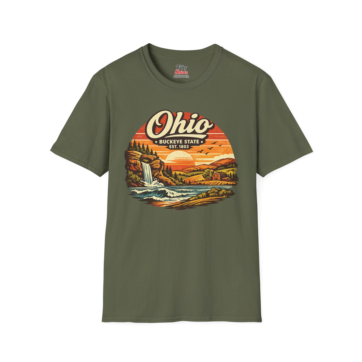Ohio Sunset Landscape Unisex Softstyle T Shirt State Pride Graphic Tee Collections FS03