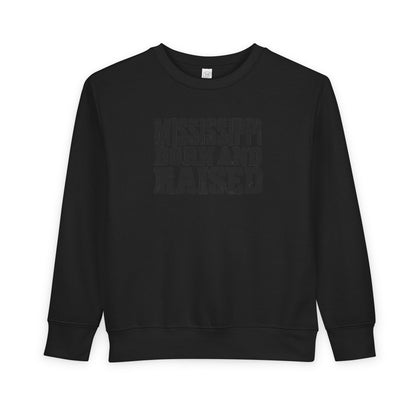 Mississippi Born and Raised Bold Workwear Style Unisex Toddler Sweatshirt