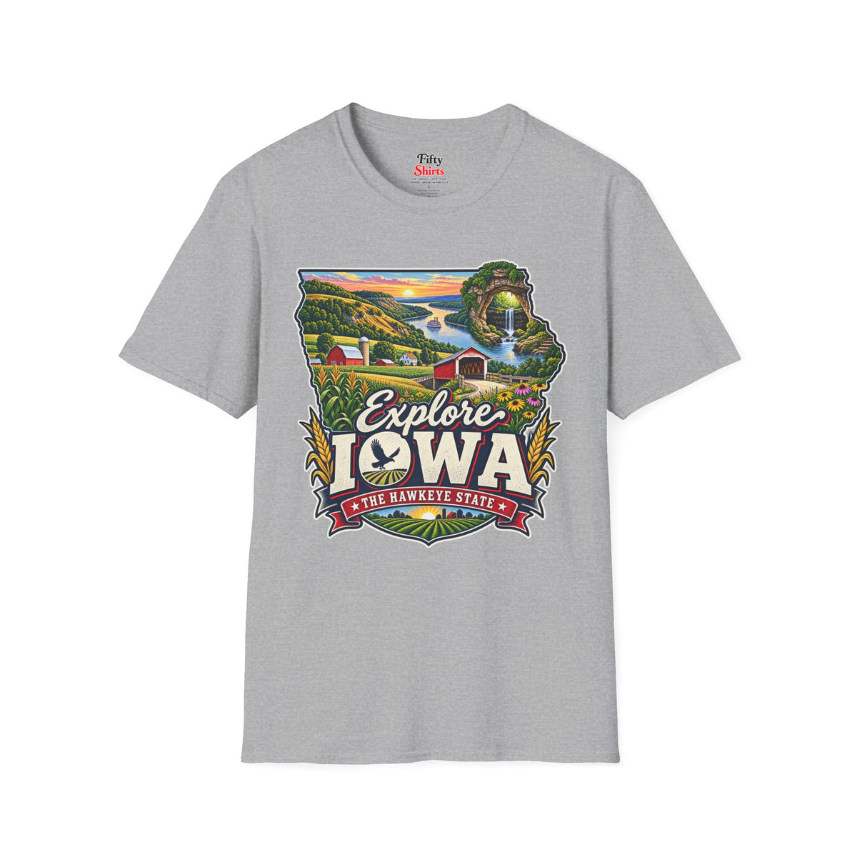 Explore Iowa Unisex Softstyle T Shirt State Pride Graphic Tee Collections FS03