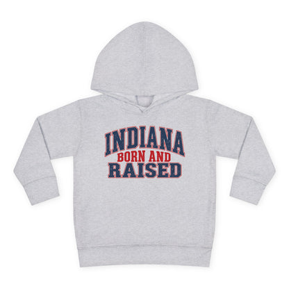 Indiana Born and Raised Bold Hometown Pride Unisex Toddler Pullover Fleece Hoodie