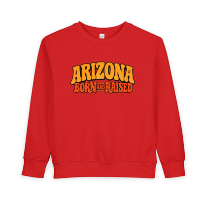 Arizona Born and Raised  Retro 1970s Southwest Unisex Toddler Sweatshirt