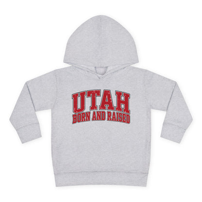 Utah Born and Raised Collegiate Classic Unisex Toddler Pullover Fleece Hoodie