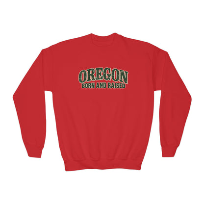 Oregon Born and Raised Classic Souvenir Unisex Youth Crewneck Sweatshirt Graphic
