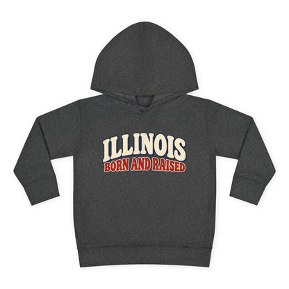 Illinois Born and Raised Retro 1970s Unisex Toddler Pullover Fleece Hoodie