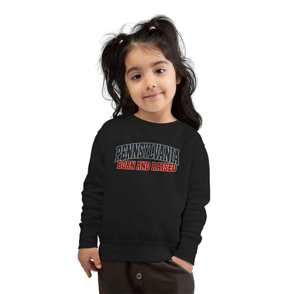 Pennsylvania Born and Raised Rust Belt Americana Unisex Toddler Sweatshirt