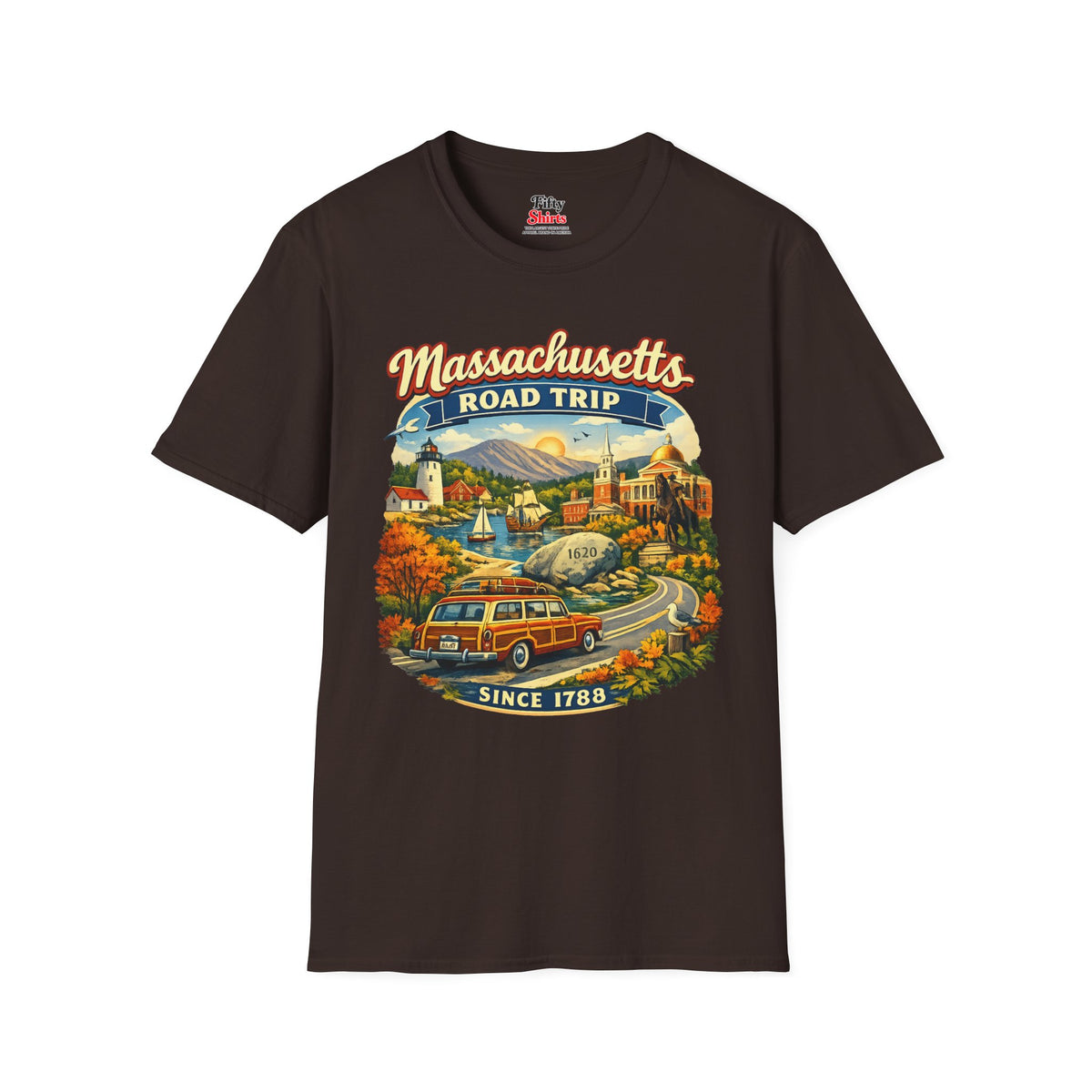Massachusetts Road Trip Unisex Softstyle T Shirt State Pride Graphic Tee Collections FS03