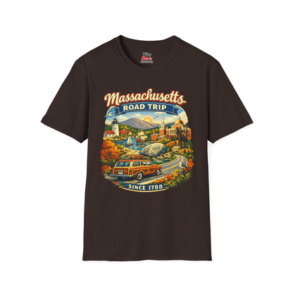 Massachusetts Road Trip Unisex Softstyle T Shirt State Pride Graphic Tee Collections FS03