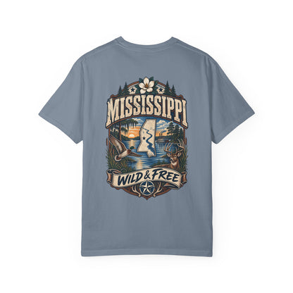Mississippi Wild & Free Unisex Comfort Color 1717 Streetwear Graphic Tee
