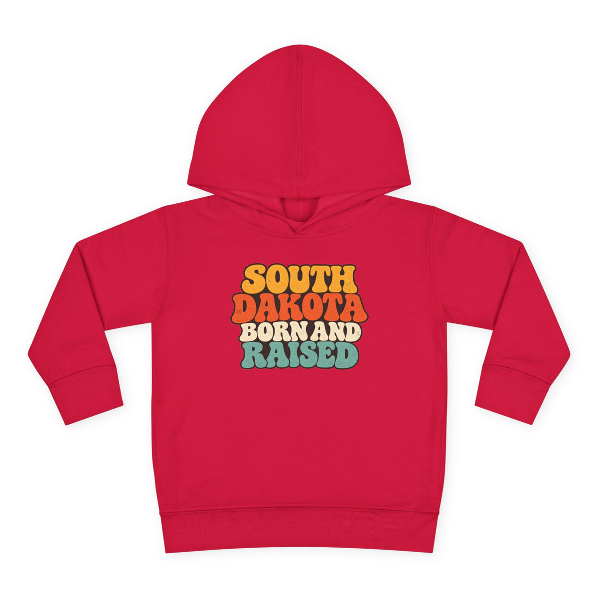 South Dakota Born and Raised Retro 1970s Unisex Toddler Pullover Fleece Hoodie