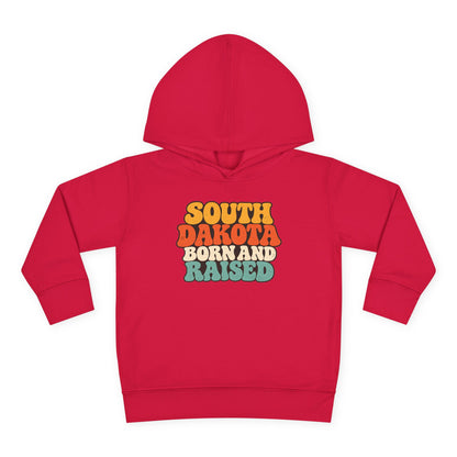 South Dakota Born and Raised Retro 1970s Unisex Toddler Pullover Fleece Hoodie