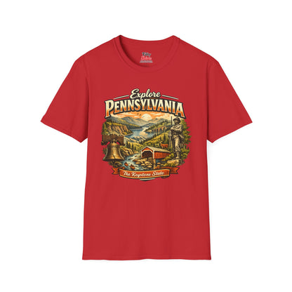 Explore Pennsylvania Unisex Softstyle T Shirt State Pride Graphic Tee Collections FS03