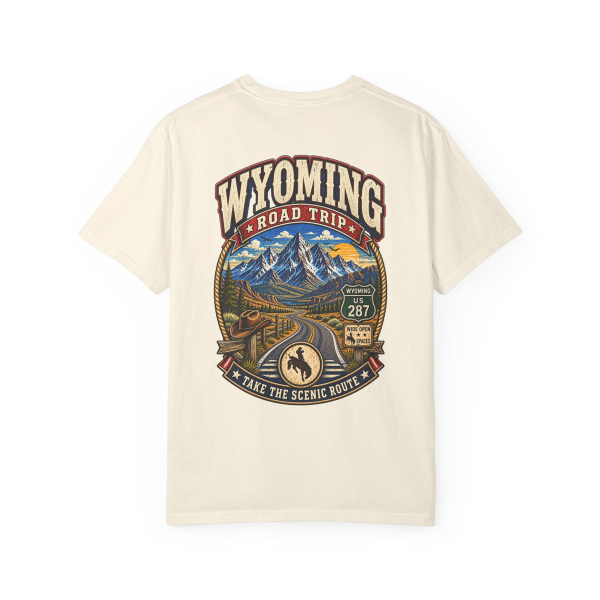 Wyoming Roadtrip Unisex Comfort Color 1717 Streetwear Graphic Tee