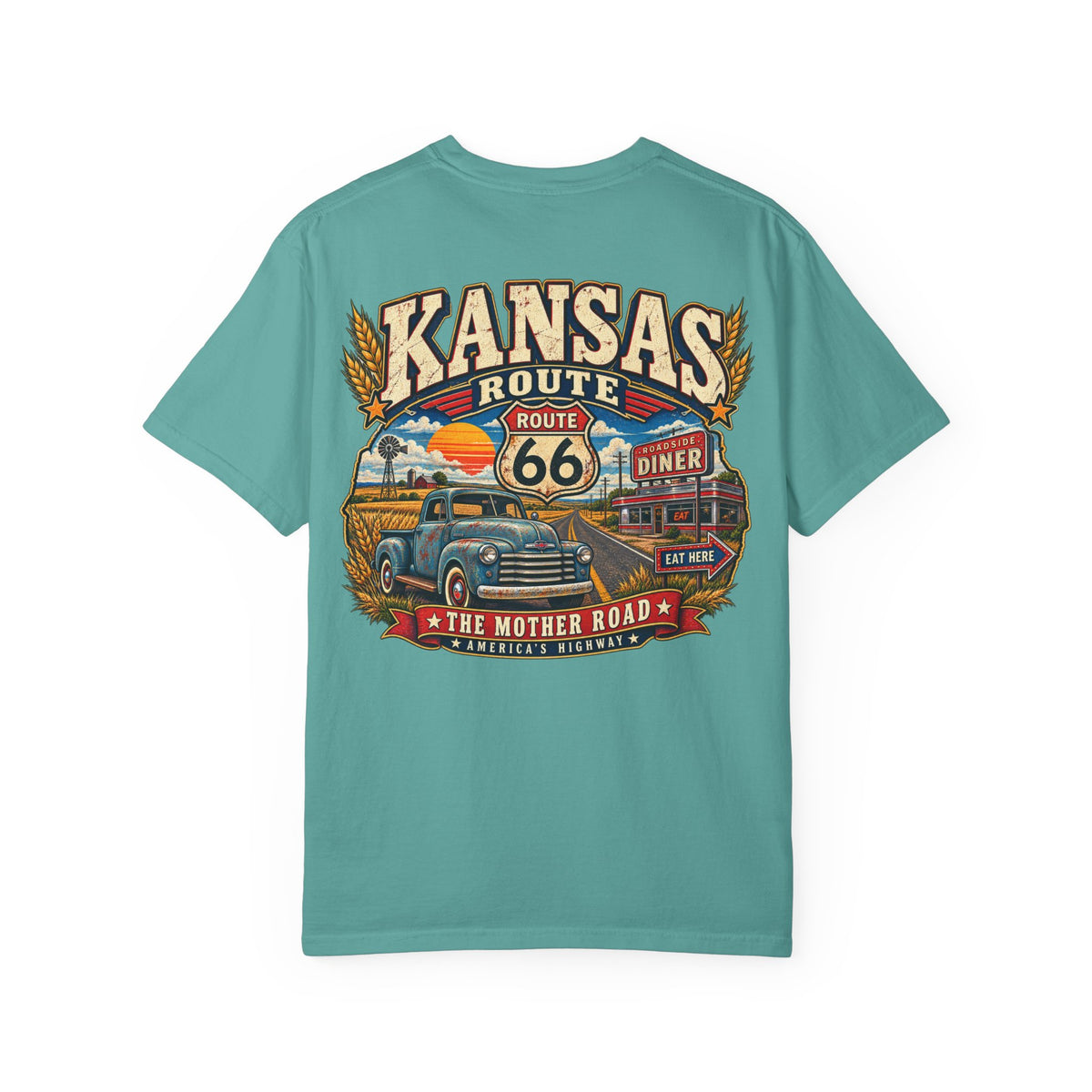 Kansas Route 66 Unisex Comfort Color 1717 Streetwear Graphic Tee