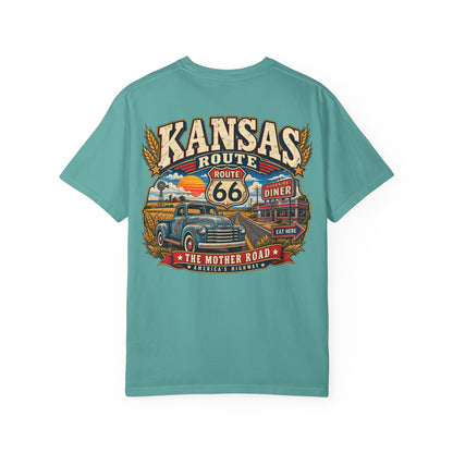 Kansas Route 66 Unisex Comfort Color 1717 Streetwear Graphic Tee