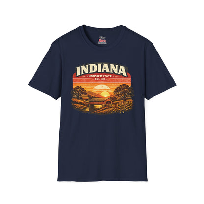 Indiana Countryside Sunset Unisex Softstyle T Shirt State Pride Graphic Tee Collections FS03