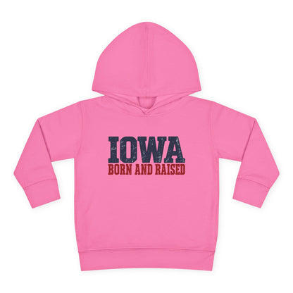 Iowa Born and Raised Rustic Midwest Unisex Toddler Pullover Fleece Hoodie