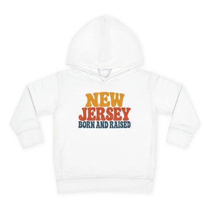 New Jersey Born and Raised Retro 1970s Unisex Toddler Pullover Fleece Hoodie