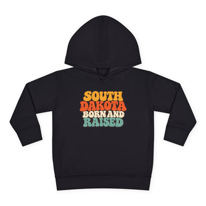 South Dakota Born and Raised Retro 1970s Unisex Toddler Pullover Fleece Hoodie