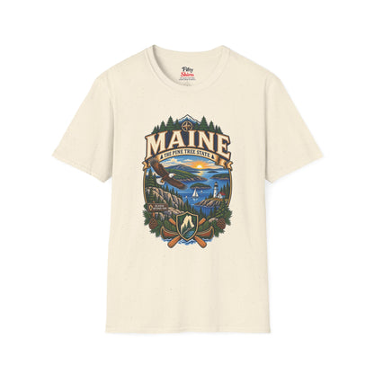 Pine Tree State Adventure Unisex Softstyle T Shirt State Pride Graphic Tee Collections FS03