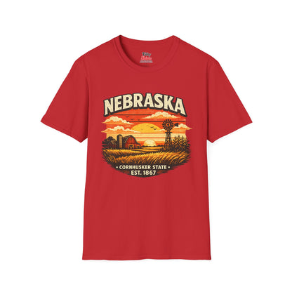 Nebraska Prairie Sunset Unisex Softstyle T Shirt State Pride Graphic Tee Collections FS03