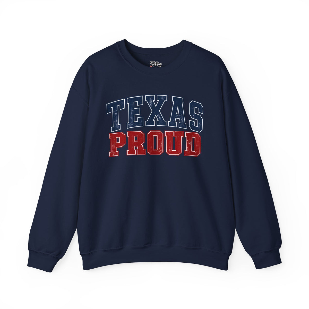 Texas Proud Unisex Crewneck Sweatshirt State Name Graphic