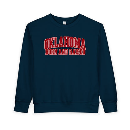 Oklahoma Born and Raised Vintage Collegiate Unisex Toddler Sweatshirt