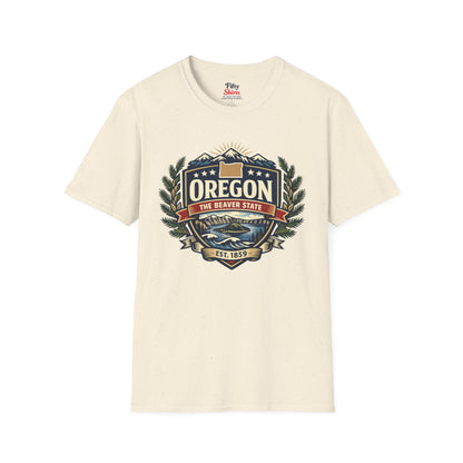 Oregon Heritage Badge Unisex Softstyle T Shirt State Pride Graphic Tee Collections FS03