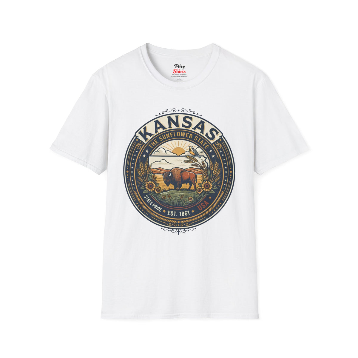 Kansas State Pride Emblem Unisex Softstyle T Shirt State Pride Graphic Tee Collections FS03