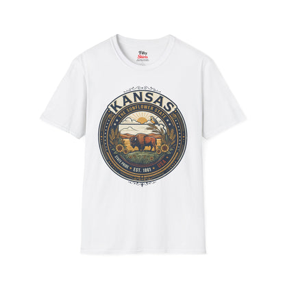 Kansas State Pride Emblem Unisex Softstyle T Shirt State Pride Graphic Tee Collections FS03