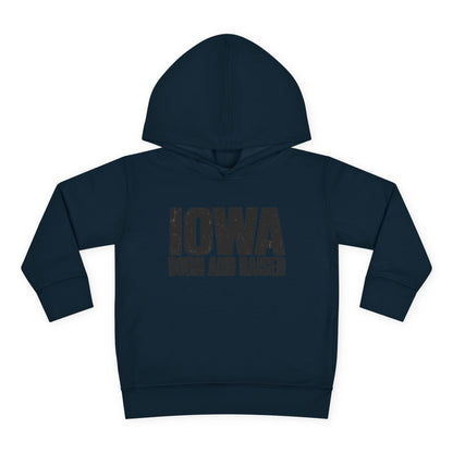 Iowa Born and Raised Modern Midwest Streetwear Unisex Toddler Pullover Fleece Hoodie
