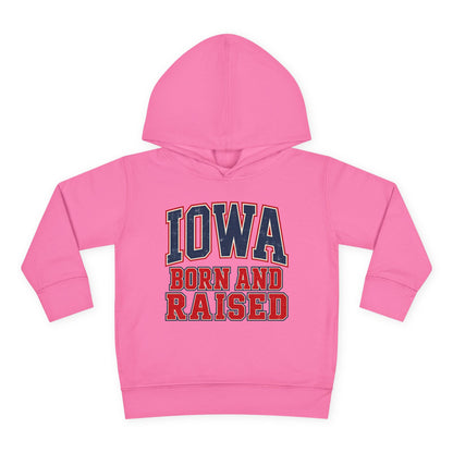 Iowa Born and Raised Vintage Collegiate Unisex Toddler Pullover Fleece Hoodie