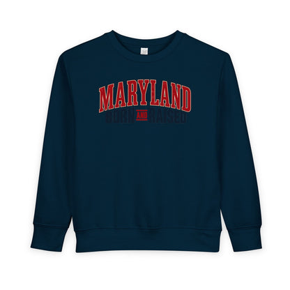Maryland Born and Raised Timeless Heritage Unisex Toddler Sweatshirt