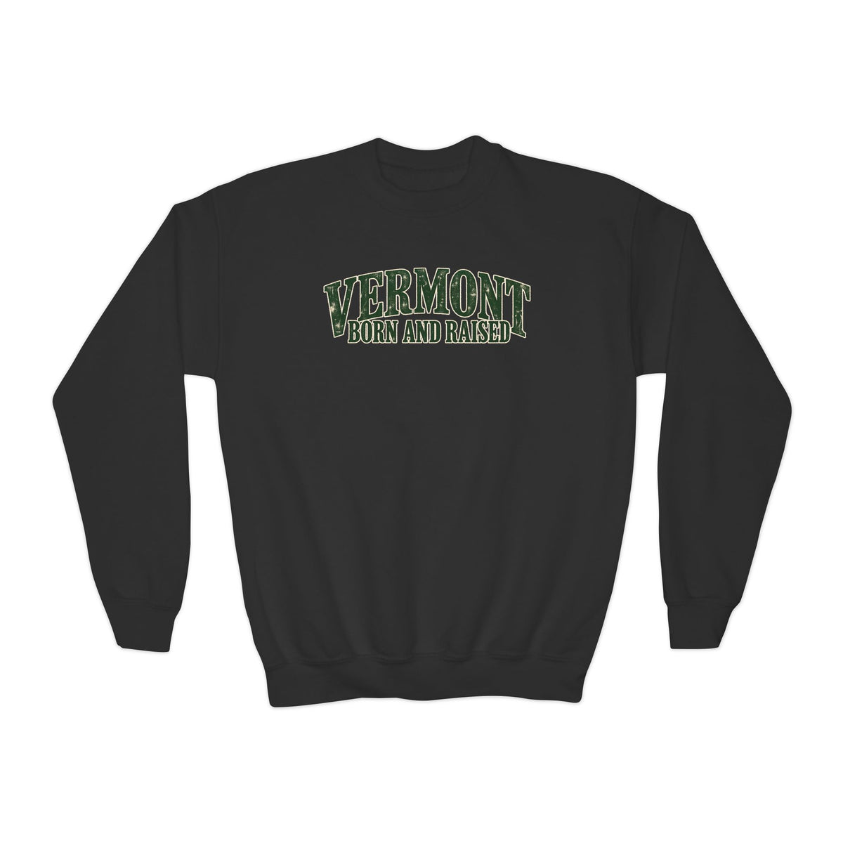 Vermont Born and Raised New England Heritage Unisex Youth Crewneck Sweatshirt