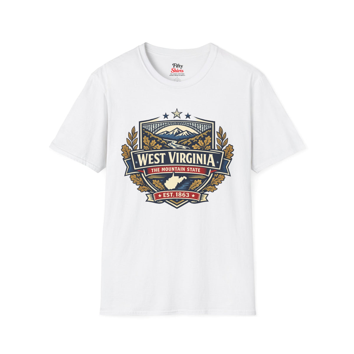 West Virginia Heritage Badge Unisex Softstyle T Shirt State Pride Graphic Tee Collections FS03