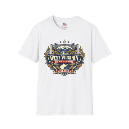 West Virginia Heritage Badge Unisex Softstyle T Shirt State Pride Graphic Tee Collections FS03