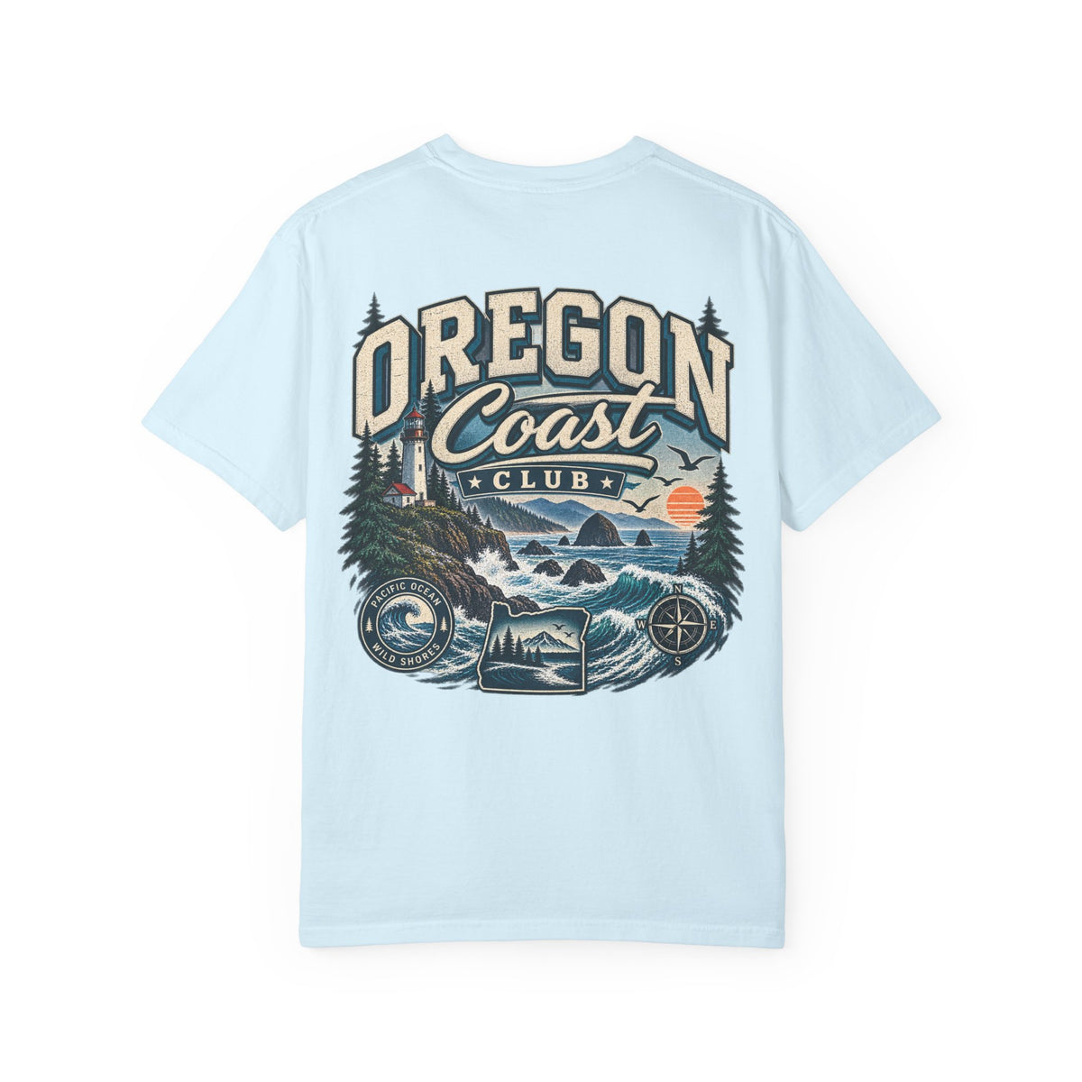 Oregon Coast Club Unisex Comfort Color 1717 Streetwear Graphic Tee