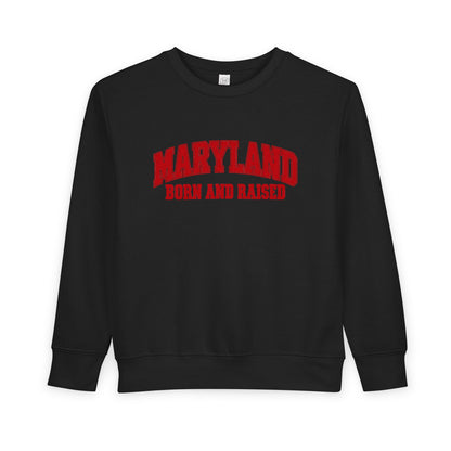 Maryland Born and Raised Classic Collegiate Unisex Toddler Sweatshirt