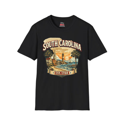 Vintage South Carolina Heritage Unisex Softstyle T Shirt State Pride Graphic Tee Collections FS03